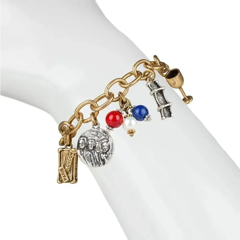 New Patricia Nash USA Charm Bracelet World Traveler #PNBR